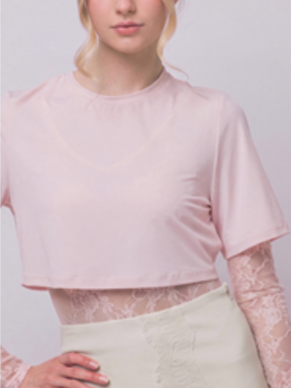 Women’s Pink bodysuit  with Lace Insets  you can separate them and make two .